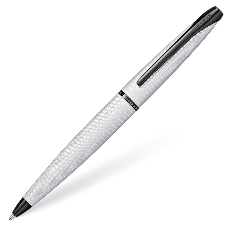 Cross ATX Refillable Ballpoint Pen Presented in a Luxury Gift Box - Medium Point, Black Ink, Sandblasted Chrome - Image 1